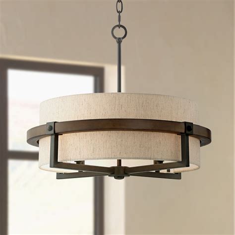 Possini Euro Design Bronze Wood Pendant Chandelier 22" Wide Rustic ...