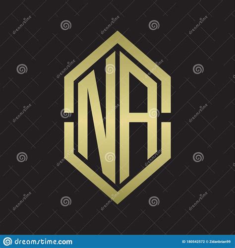 NA Logo Monogram with Hexagon Shape and Outline Slice Style with Gold ...