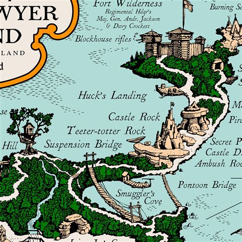 Tom Sawyer Island Map Frontierland Attraction Poster | Etsy