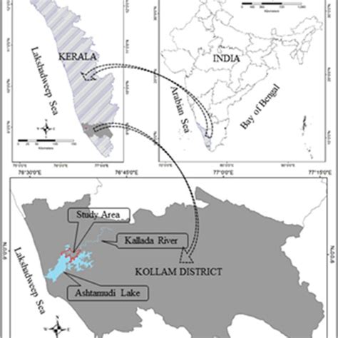 Bathymetric profile of Ashtamudi lake and adjoining Kallada river ...