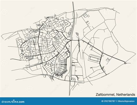 Street Roads Map of ZALTBOMMEL, NETHERLANDS Stock Illustration ...