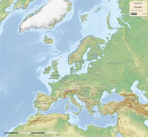 Physical Maps of Europe | Mapswire