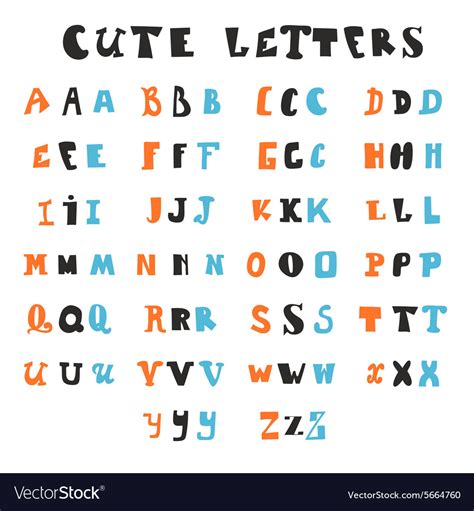 Funny alphabet letters hand drawn fonts Royalty Free Vector