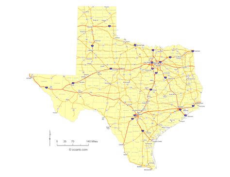 Texas Highway Road Map Printable