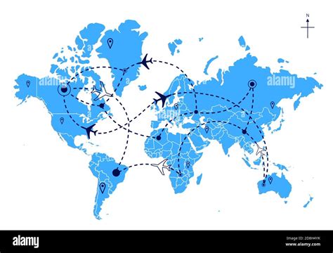 World Map Flight Paths