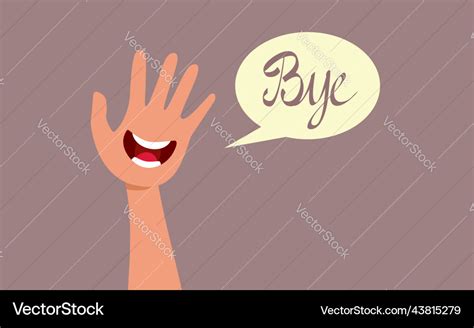 Hand waving good bye cartoon Royalty Free Vector Image