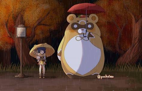 I drew a Ghibli x Genshin crossover: My Neighbour Guoba : r/Genshin_Impact