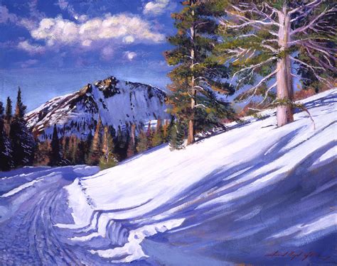 Snowy Mountain Road Painting by David Lloyd Glover - Pixels