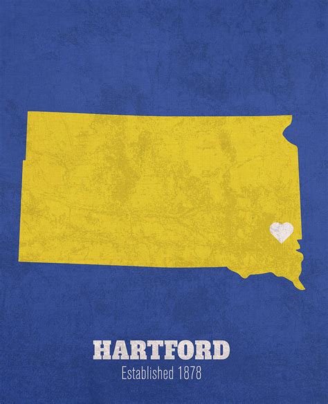 Hartford South Dakota City Map Founded 1878 SDSU Color Palette Mixed ...