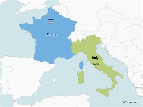 Map of Italy and France | Free Vector Maps