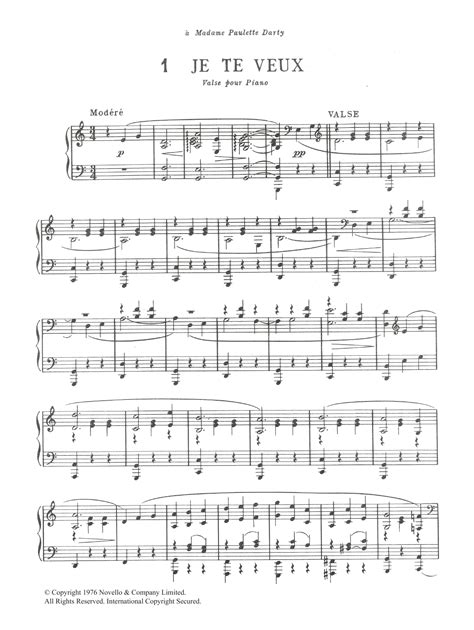 Je Te Veux Sheet Music | Erik Satie | Piano Solo