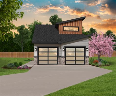 California House Plan | Modern Detached Garage Home Design with Loft ...