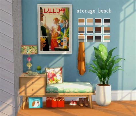 Storage bench | Sims 4 bedroom, Sims 4 house design, Sims 4 cc furniture