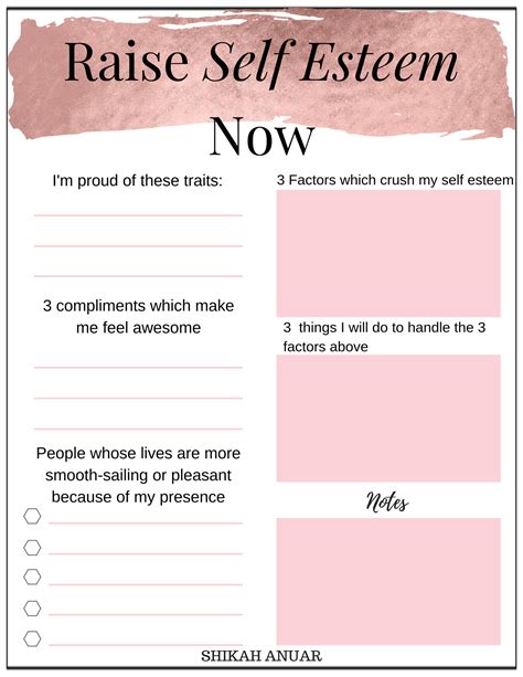 Building Self Esteem Worksheets For Adults