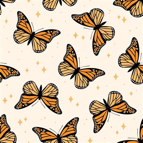 Premium Vector | Seamless pattern with monarch butterflies. vector ...