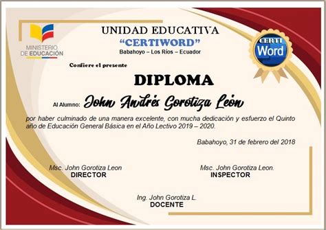 Editar Diplomas Editables En Word - charcot