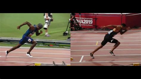 200m starting-blocks Noah Lyles vs Andre de Grasse slow-motion - YouTube