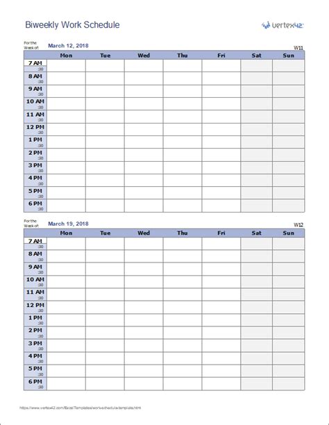 Work Schedule Template for Excel