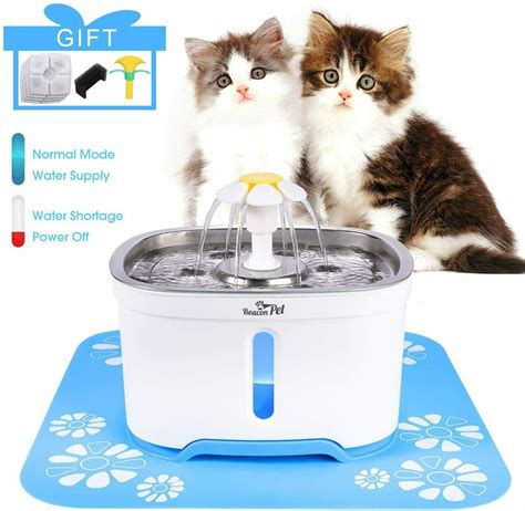 Pet Water Fountain, 84oz/2.4L Automatic Cat Fountain Stainless Steel ...