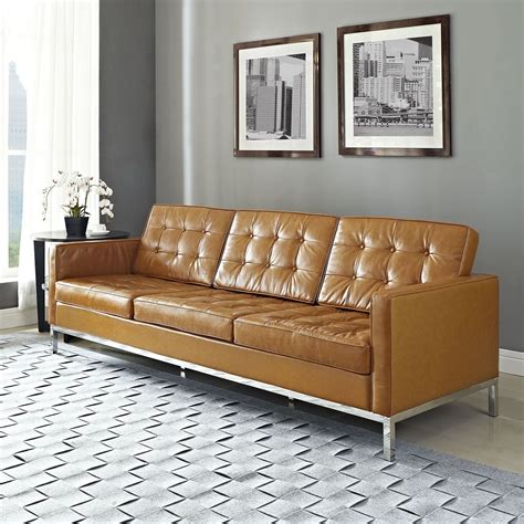 Modway Loft Leather Sofa | Modern leather sofa, Caramel leather sofa ...