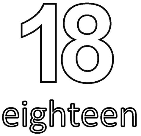 Number eighteen 18 coloring sheets for kids | Anschreiben