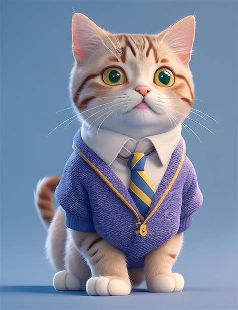 Premium AI Image | Cat using school uniform with isolated soft color ...