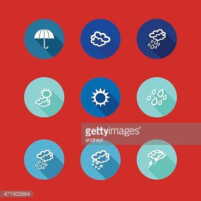 Set Of Weather Icons In A Flat Design Stock Clipart | Royalty-Free ...