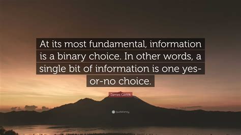 James Gleick Quote: “At its most fundamental, information is a binary ...