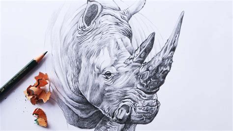 Rhinoceros Face Drawing in Pencil | Rhino pencil sketch - YouTube