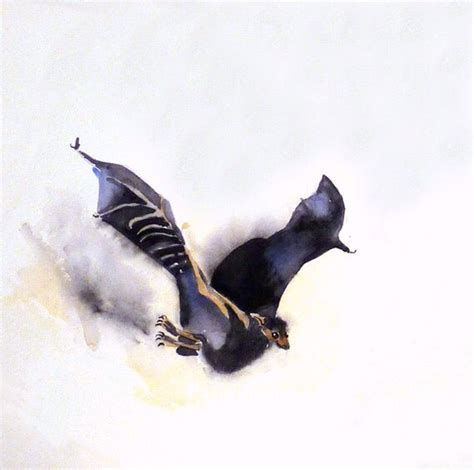 Bat Art Watercolor Painting Print Flying Bat Painting by LaBerge