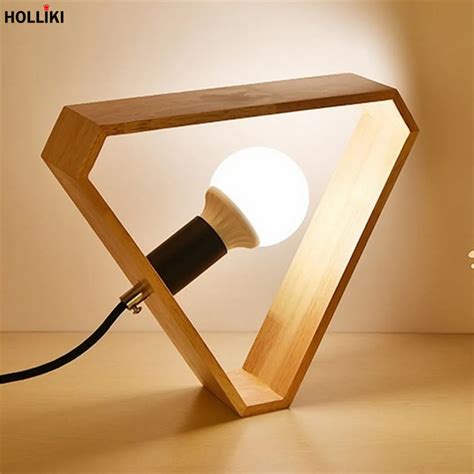 LED Wood Desk Table Lamp with Bulb Retro Classical Design Energy Saving ...