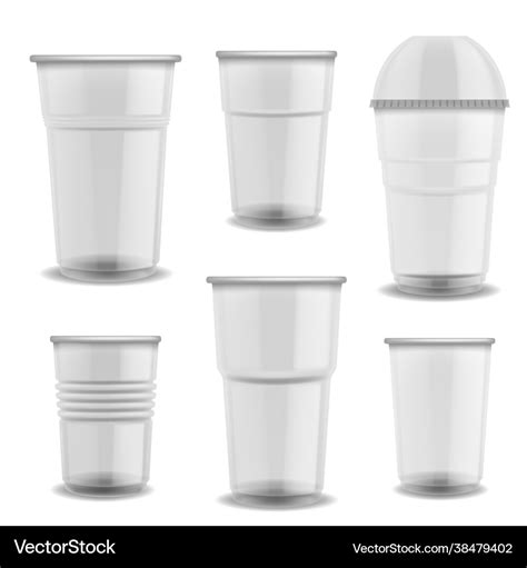 Disposable cups transparent plastic glasses Vector Image