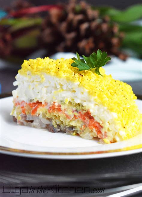 Mimosa Salad (Layered Egg and Cheese Salad) - Olga in the Kitchen