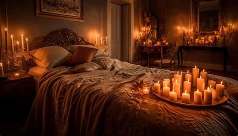 Candlelight illuminates cozy bedroom for ultimate relaxation generated ...