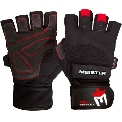 Wrist Wrap Weight Lifting Gloves w/ Gel Padding - Black/Red [1066BKRD ...