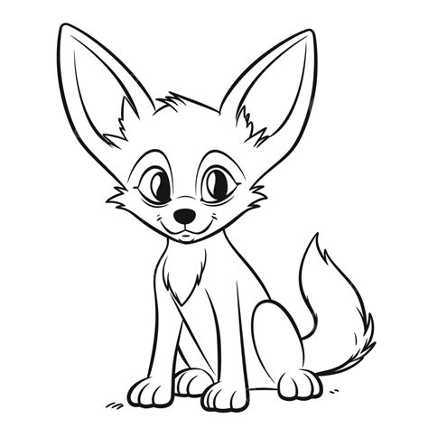 Coloring Of A Cute Little Fox Outline Sketch Drawing Vector, Fox ...