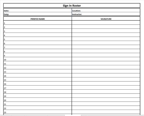 Blank Sign-In Sheet » The Spreadsheet Page