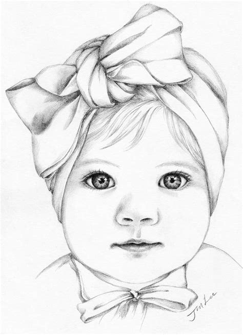 Custom portrait baby girl or family pencil portrait drawing | Etsy ...