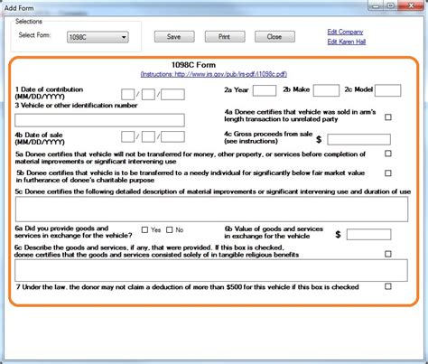 How to Print and File Tax Form 1098-C, Contributions of Motor Vehicles ...