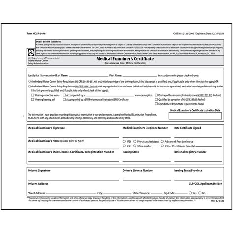 Amazon.com: DOT FMCSA Medical Examiner Certificate Card 10-pk., 2-Ply ...