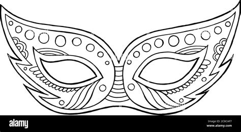 Mardi Gras mask - outline isolated element. Coloring page for adults ...