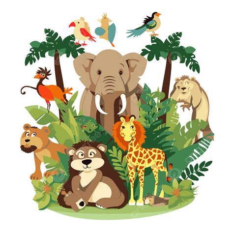 Free Jungle Animal Clipart Vector Wildlife Cartoon Of Animals In The ...