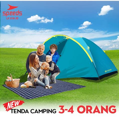 SPEEDS Tenda Camping Lipat Untuk 2-4 Orang Tenda Gunung Dome Manual ...