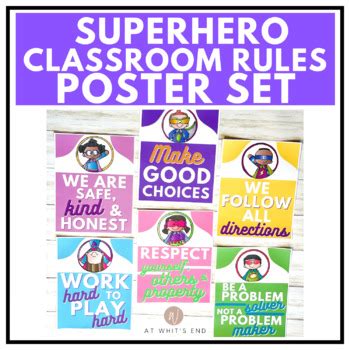 Superhero Classroom Rules Poster Set by At Whit's End | TpT