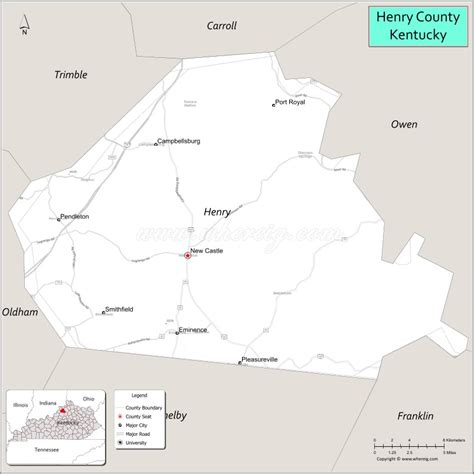 Map of Henry County, Kentucky - Where is Located, Cities, Population ...