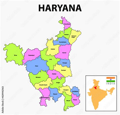 Haryana map. District map of Haryana in 2020. District map of Haryana ...