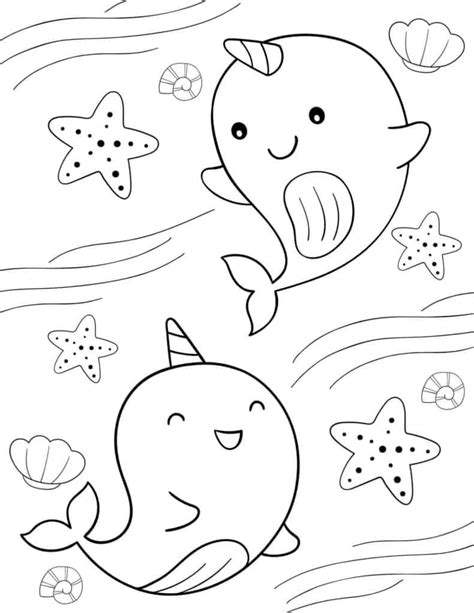 Mobile/kawaii Cute Narwhal Coloring Pages Coloring Pages