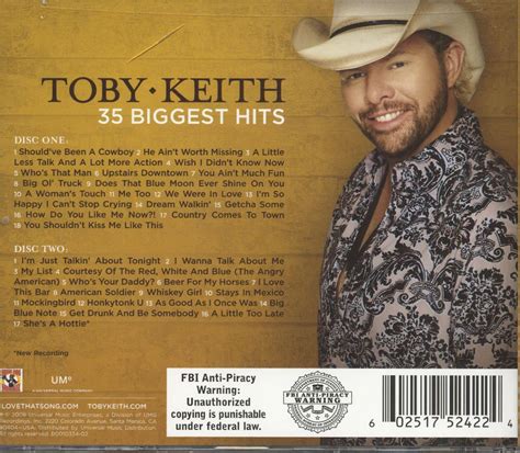 Toby Keith CD: Keith, Toby 35 Biggest Hits (2-CD) - Bear Family Records