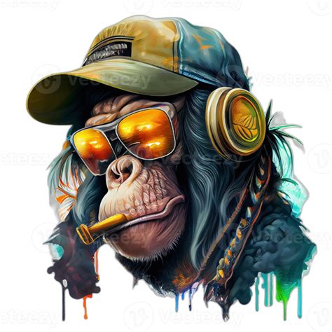 Colorful monkey ape artwork illustration t-shirt design, transparent ...