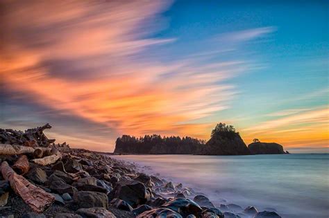 Sunset on Rialto Beach, Olympic National Park (© Glenn Nelson ...